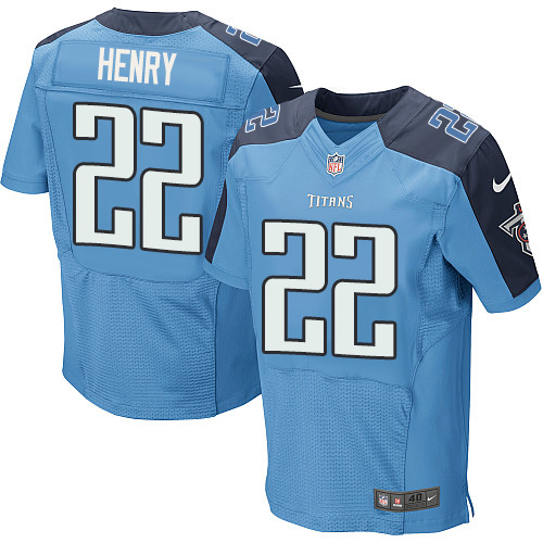 Men's Elite Derrick Henry Nike Jersey Light Blue Home - #22 NFL Tennessee Titans